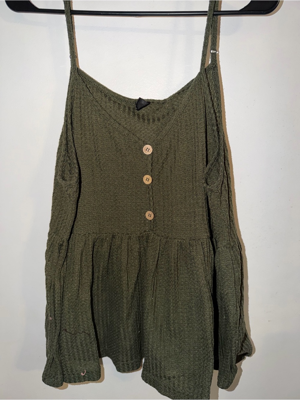 SHEIN Olive Green Textured Button-Front Cami Top